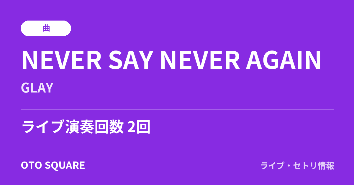 NEVER SAY NEVER AGAIN